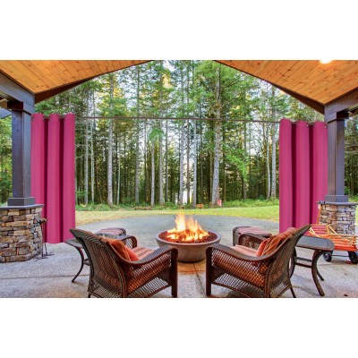 HOT PINK 2-Piece Outdoor Thermal Blackout Grommet Patio Curtain Panels Set, Two (2) Panels 35" x 63" Each (K68)   